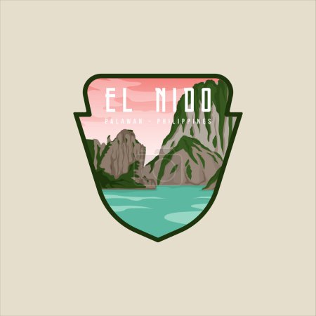 Photo for El nido palawan beach emblem vector illustration template graphic icon design. philippines island landmark label and badge for business travel or environment advertising with vacation concept - Royalty Free Image