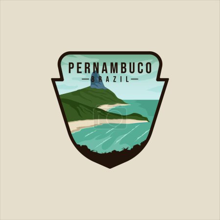 Illustration for Pernambuco beach emblem vector illustration template graphic icon design. brazil island landmark badge label for business travel or environment advertising with vacation concept - Royalty Free Image