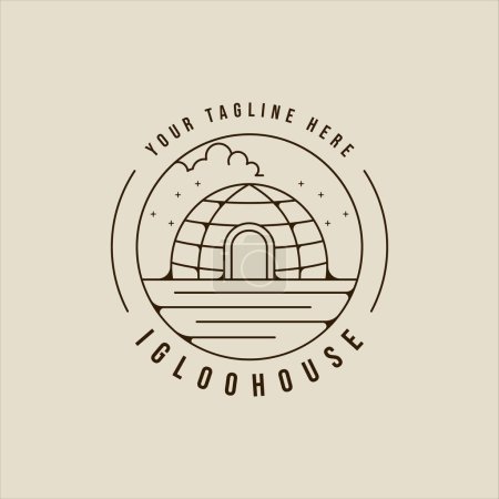 Illustration for Igloo house logo line art vector vintage simple illustration template icon graphic design. traditional house of eskimo people sign or symbol building culture with circle badge emblem concept - Royalty Free Image
