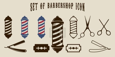 Photo for Set of isolated barbershop icon vector illustration template graphic design. bundle collection of various barber shop sign or symbol for business retro concept - Royalty Free Image