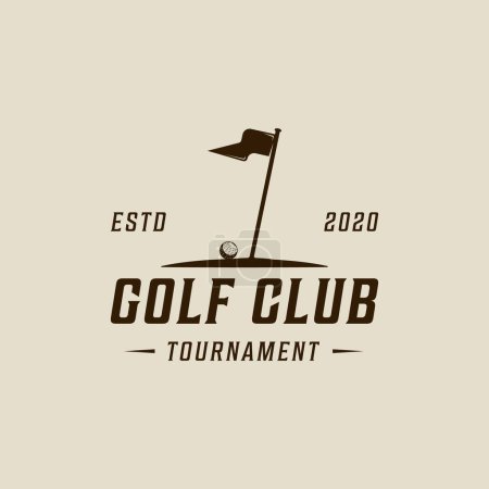 Foto de Bandera de golf club logo vector vintage ilustración plantilla icono diseño gráfico. signo deportivo o símbolo para el concepto de torneo y club - Imagen libre de derechos