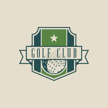 emblema del club de golf logotipo vector ilustración icono de la plantilla gráfico design.ball de signo deportivo o símbolo para el torneo o la liga tim con el concepto escudo de insignia