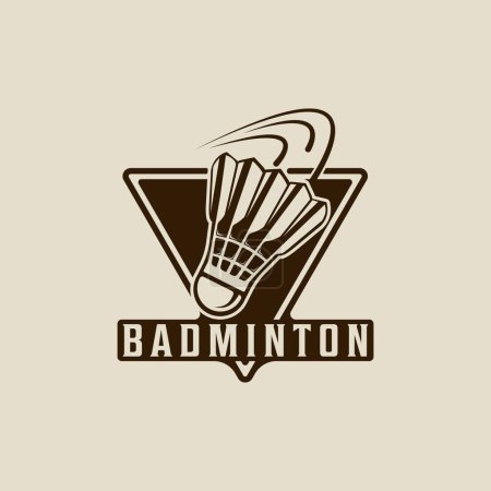 shuttlecock of badminton emblem logo vintage vector illustration template icon graphic design. sport sign and symbol for club or academy or tournament with badge retro style concept