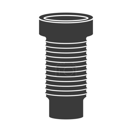 Illustration for Corrugated pipe for toilet glyph icon isolated on white background.Vector illustration. - Royalty Free Image