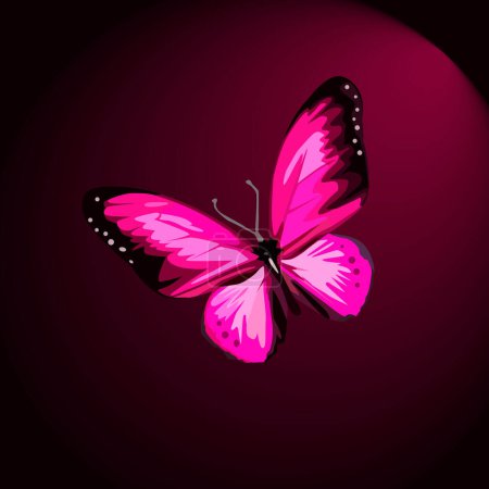 color vector illustration depicting a butterfly in purple tones for prints on postcards, banners, flyers and for interior design of studios and clubs