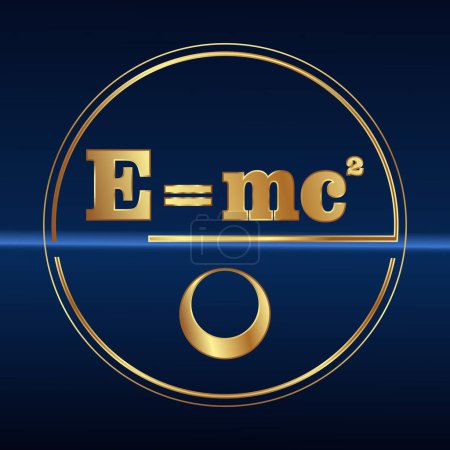 Téléchargez les illustrations : L'illustration vectorielle en couleur représentant le Symbole E mc est une formule exprimant l'équivalence de masse et d'énergie sur un fond bleu. Illustration vectorielle.. - en licence libre de droit