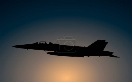 Silhouette of a fighter plane. Vector illustrations EPS 10. For the design of illustrations, banners, posters, covers in a military style