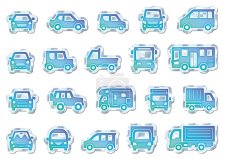 Ilustración de Icono conjunto de coche-etiqueta estilo con precioso color de hielo- - Imagen libre de derechos