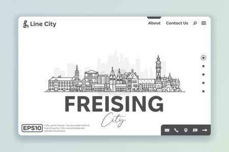 Photo for Freising, Germany architecture line skyline illustration. Linear vector cityscape with famous landmarks, city sights, design icons. Landscape with editable strokes. Vector illustration - Royalty Free Image