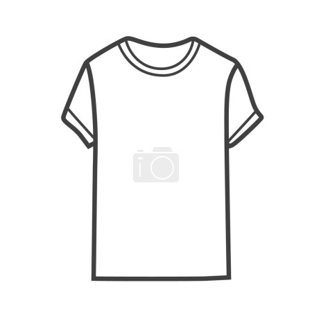 Vektorlineare Ikone eines Herren-T-Shirts. Schwarz-Weiß-Illustration in minimalistischem Stil. Ideal für lässige Mode und Kleidungsdesigns.