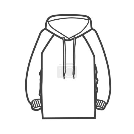 Vector linear icon of a men's hoodie. Black and white illustration in a minimalistic style. Ideal for casual, streetwear, and fashion designs.