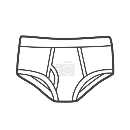 Vector linear icon of men's underwear. Black and white illustration in a minimalistic style. Ideal for everyday essentials and fashion designs.