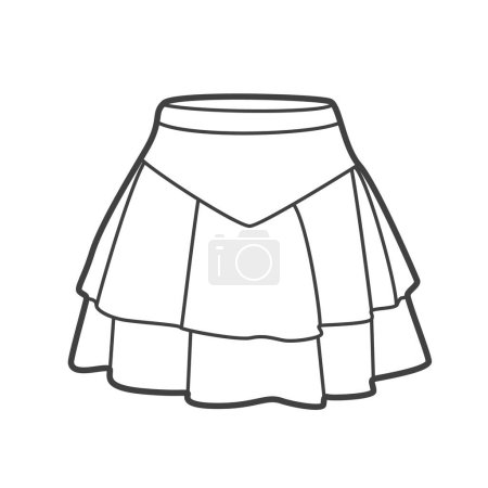 Lineare Ikone eines Rockes. Einfache Schwarz-Weiß-Vektorillustration von Frauenkleidung im minimalistischen Linienstil. Perfekt für Mode- und Bekleidungsprojekte.