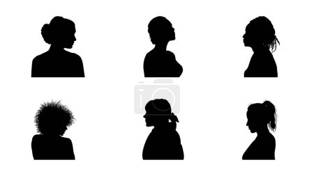 Illustration for Set Of Woman Silhouettes. - Royalty Free Image