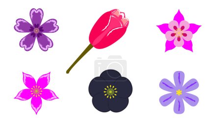 Téléchargez les photos : Set Clipart fleurs mignon. - en image libre de droit