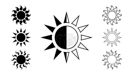 Téléchargez les photos : Clipart soleil noir et blanc ensemble. - en image libre de droit