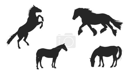 Ilustración de Conjunto de siluetas de caballo. - Imagen libre de derechos