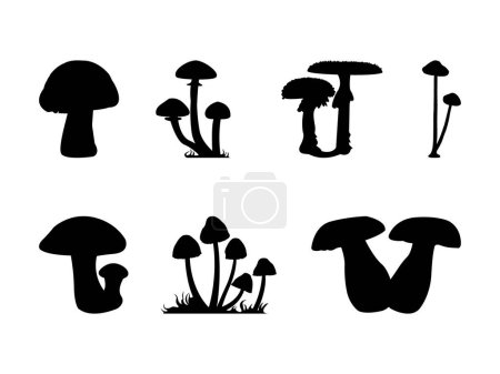 Illustration for Collection of Mushroom Silhouette. - Royalty Free Image