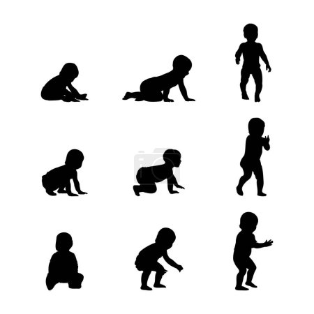 Illustration for Collection of Baby Silhouette. - Royalty Free Image