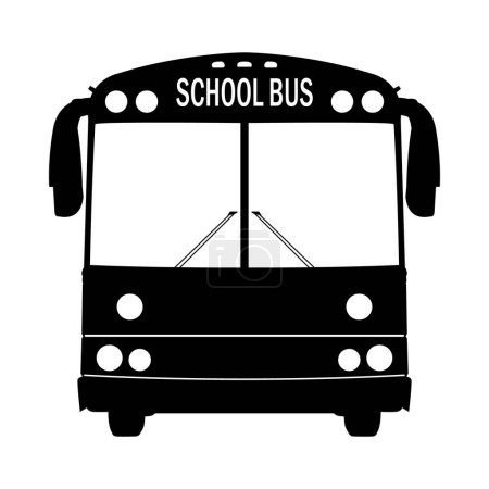 Ilustración de Silueta de autobús escolar moderno con vista frontal. Vista hacia la parte delantera del autobús. - Imagen libre de derechos