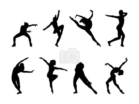Illustration for Female Jazz Dancer Silhouette Collection. - Royalty Free Image