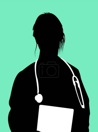 Female Doctor Silhouette with Stethoscope.