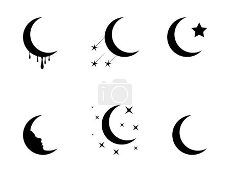 Ilustración de Silueta de luna creciente negra menguante. - Imagen libre de derechos