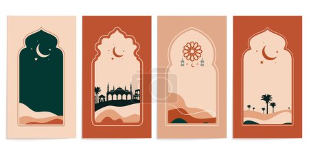 Téléchargez les illustrations : Carte de voeux bohème illustration ramadan moubarak - en licence libre de droit