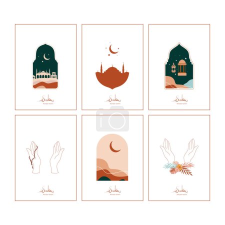 Téléchargez les illustrations : Carte de voeux illustration ramadan bohème - en licence libre de droit