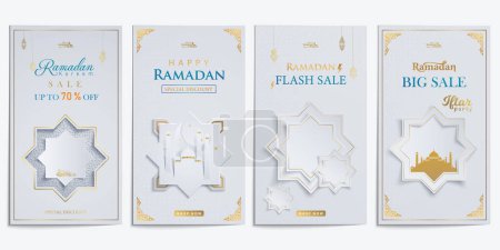 Téléchargez les illustrations : Ramadan histoires vente médias sociaux modèles collection set - en licence libre de droit