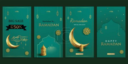 Illustration for Ramadan sale stories social media posts collection set - Royalty Free Image