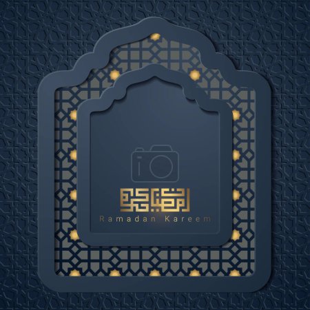 Illustration for Ramadan kareem greeting card template with calligraphy and ornament - Royalty Free Image
