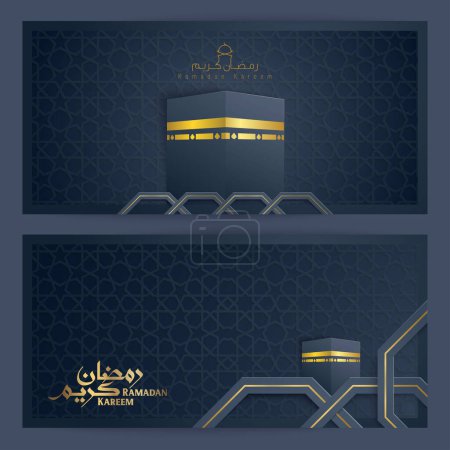 Téléchargez les illustrations : Modèle de bannière de salutation Ramadan Kareem design vectoriel islamique - en licence libre de droit