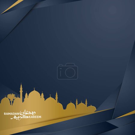 Illustration for Ramadan kareem gold mosque background with islamic and decorative ornament frame banner - Royalty Free Image