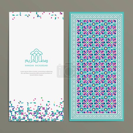 Téléchargez les illustrations : Modèle islamique conception vectorielle avec le style marocain pour l'ensemble de modèle de carte - en licence libre de droit