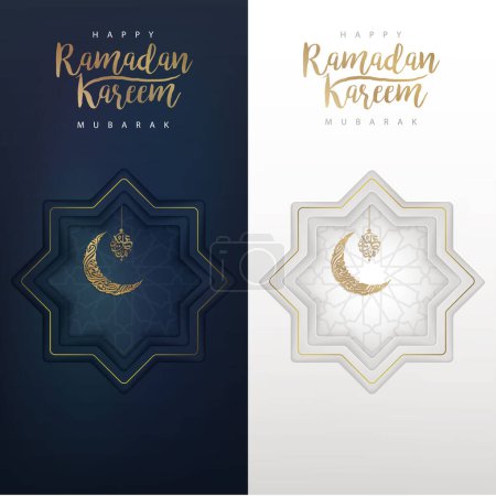 Illustration for Greeting card for muslim community festival ramadan celebration - Royalty Free Image