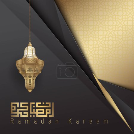 Illustration for Ramadan kareem gold lantern background greeting - Royalty Free Image