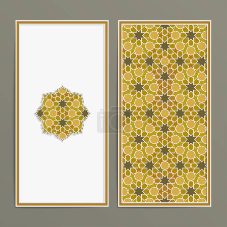 Illustration for Islamic pattern vector design for greetingf card template set - Royalty Free Image