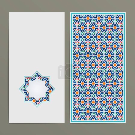 Illustration for Islamic pattern vector design with morocco style for greeting card template set - Royalty Free Image