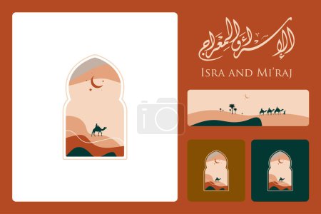 Illustration for Isra mi'raj bohemian greeting card design - Royalty Free Image