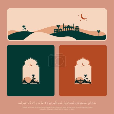 Illustration for Isra mi'raj bohemian post and greeting card - Royalty Free Image