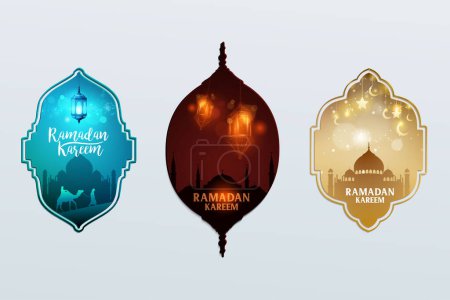 Illustration for Ramadan kareem arabian landscape background sticker - Royalty Free Image