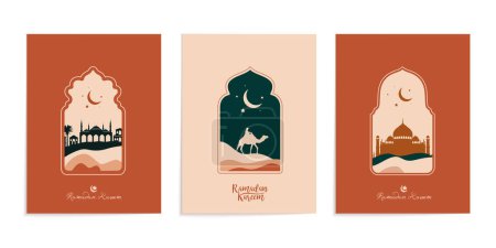 Illustration for Bohemian ramadan kareem greeting card post - Royalty Free Image
