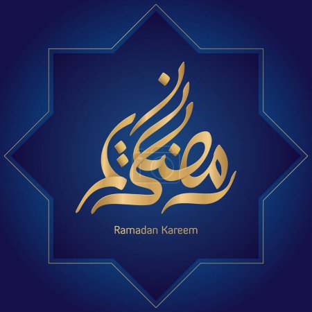Illustration for Ramadan kareem arabic calligraphy gold background frame - Royalty Free Image