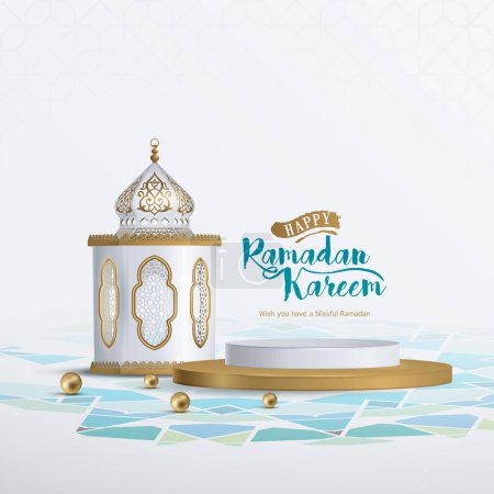 Téléchargez les illustrations : Illustration Ramadan Karéem or lanttern islamique réaliste - en licence libre de droit