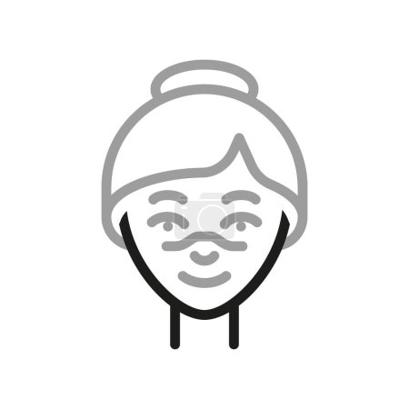 Illustration for Nose sticker, icon. The woman applies products for healthy skin, linear icon. - Royalty Free Image
