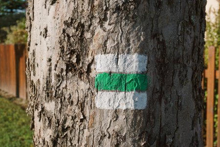 Téléchargez les photos : Panneau touristique sur l'arbre en République tchèque - en image libre de droit
