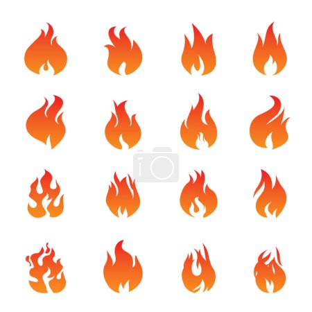 Photo for Big Collection of Fire and Flame icons on white background. Vector Illustration and graphic outline elements. - Royalty Free Image