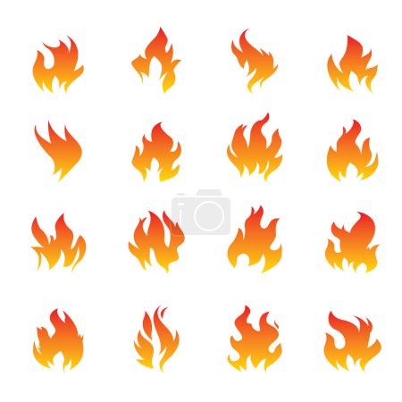 Photo for Big Collection of Fire and Flame icons on white background. Vector Illustration and graphic outline elements. - Royalty Free Image