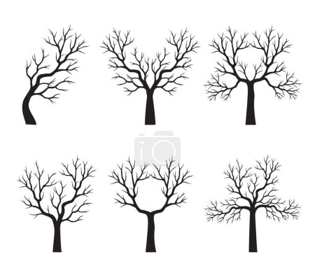 Photo for Shape of Old Black Tree without leaves. Vector outline Illustration. Plant in Garden. - Royalty Free Image